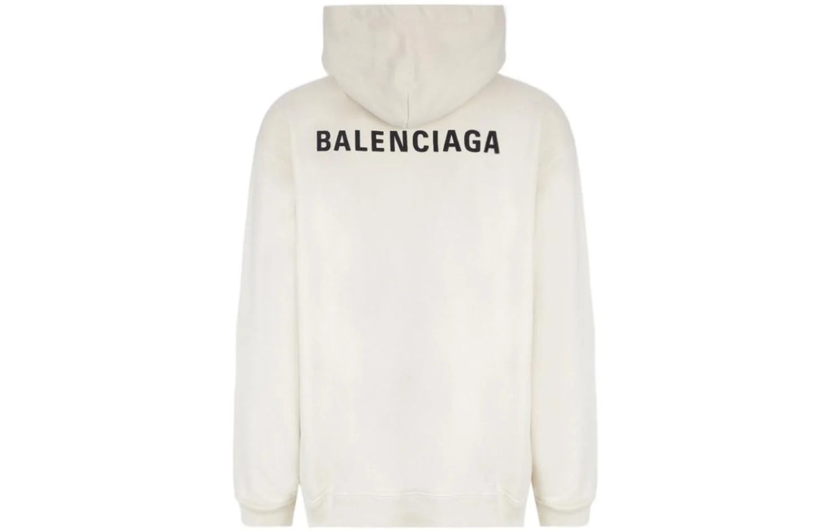 BALENCIAGA MINI BACK LOGO HOODIE BEIGE
