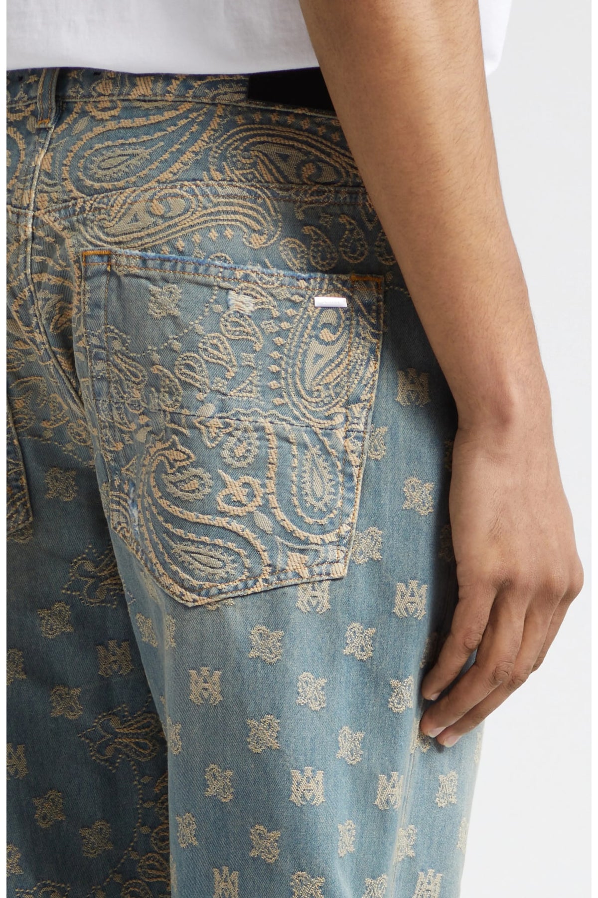AMIRI BANDANA JACQUARD STRAIGHT LEG JEANS