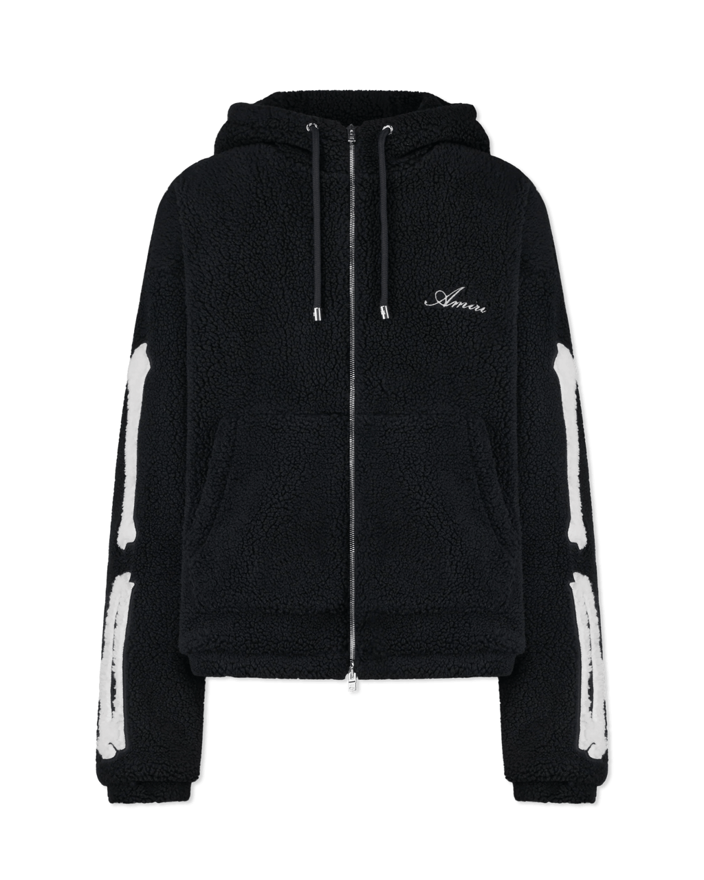 AMIRI BONES ZIP HOODIE SHERPA BLACK