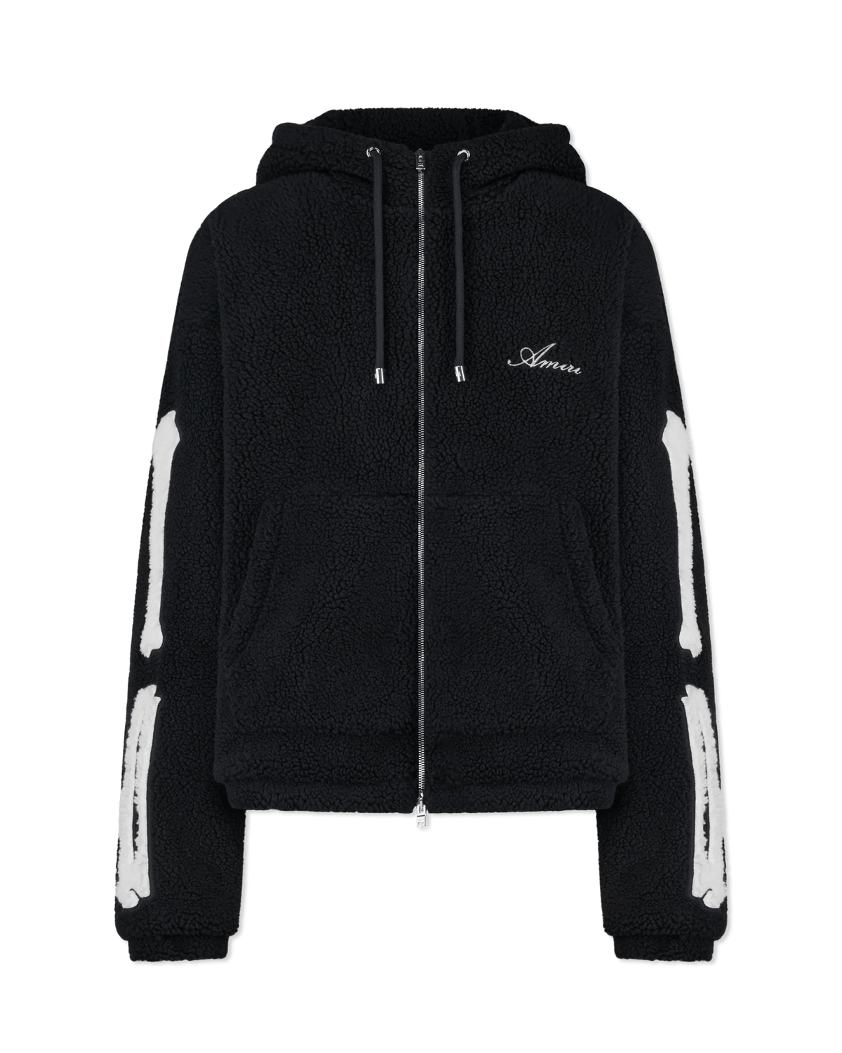 AMIRI BONES ZIP HOODIE SHERPA BLACK