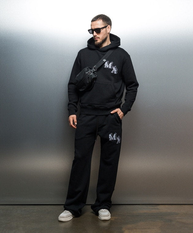 AMIRI BLACK & WHITE ANGEL LOGO SWEATPANTS