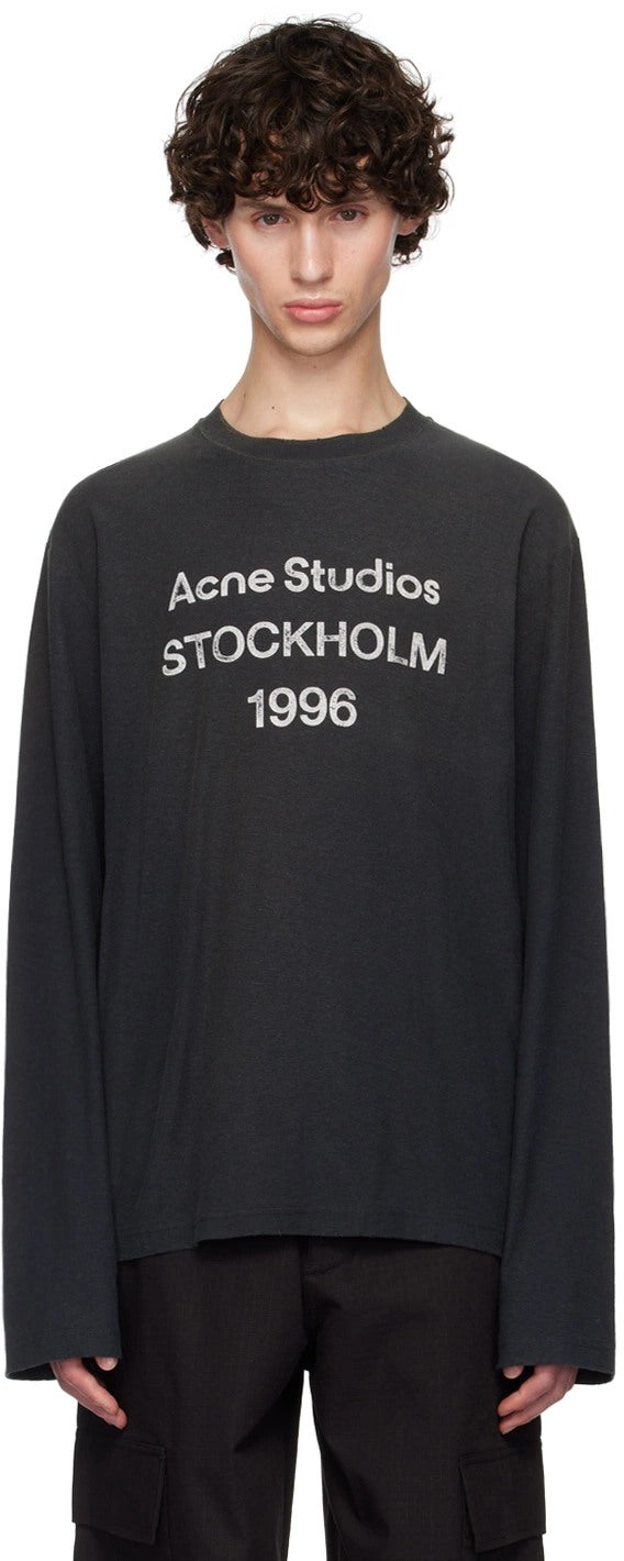 ACNE STUDIOS SPRAYED FADED BLACK 1996 LOGO T-SHIRT LONG SLEEVE