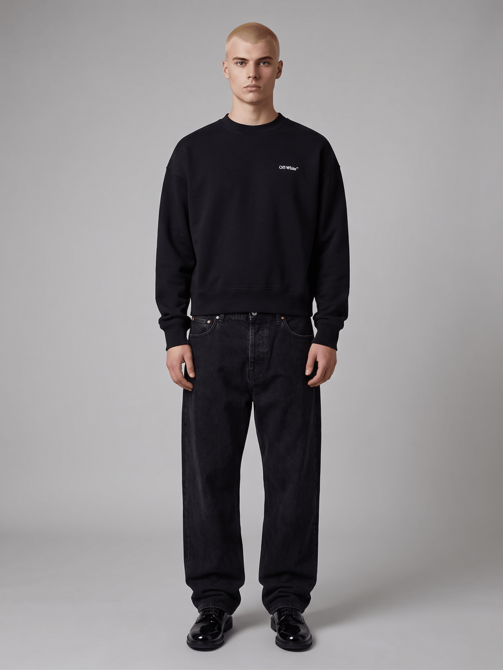 OFF WHITE TAPE CREWNECK BLACK