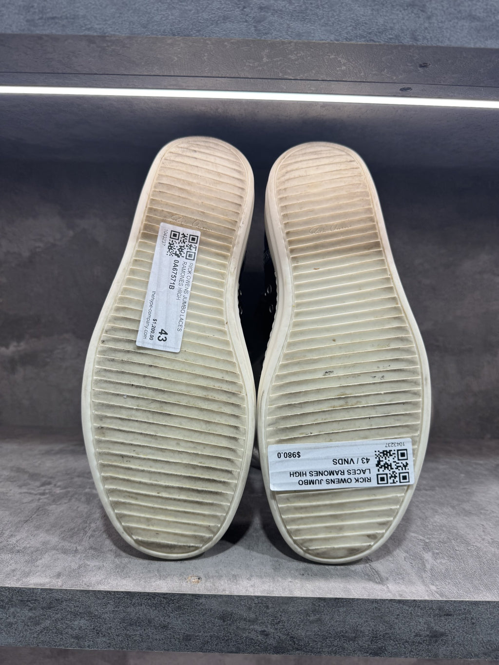 RICK OWENS JUMBO LACES RAMONES HIGH