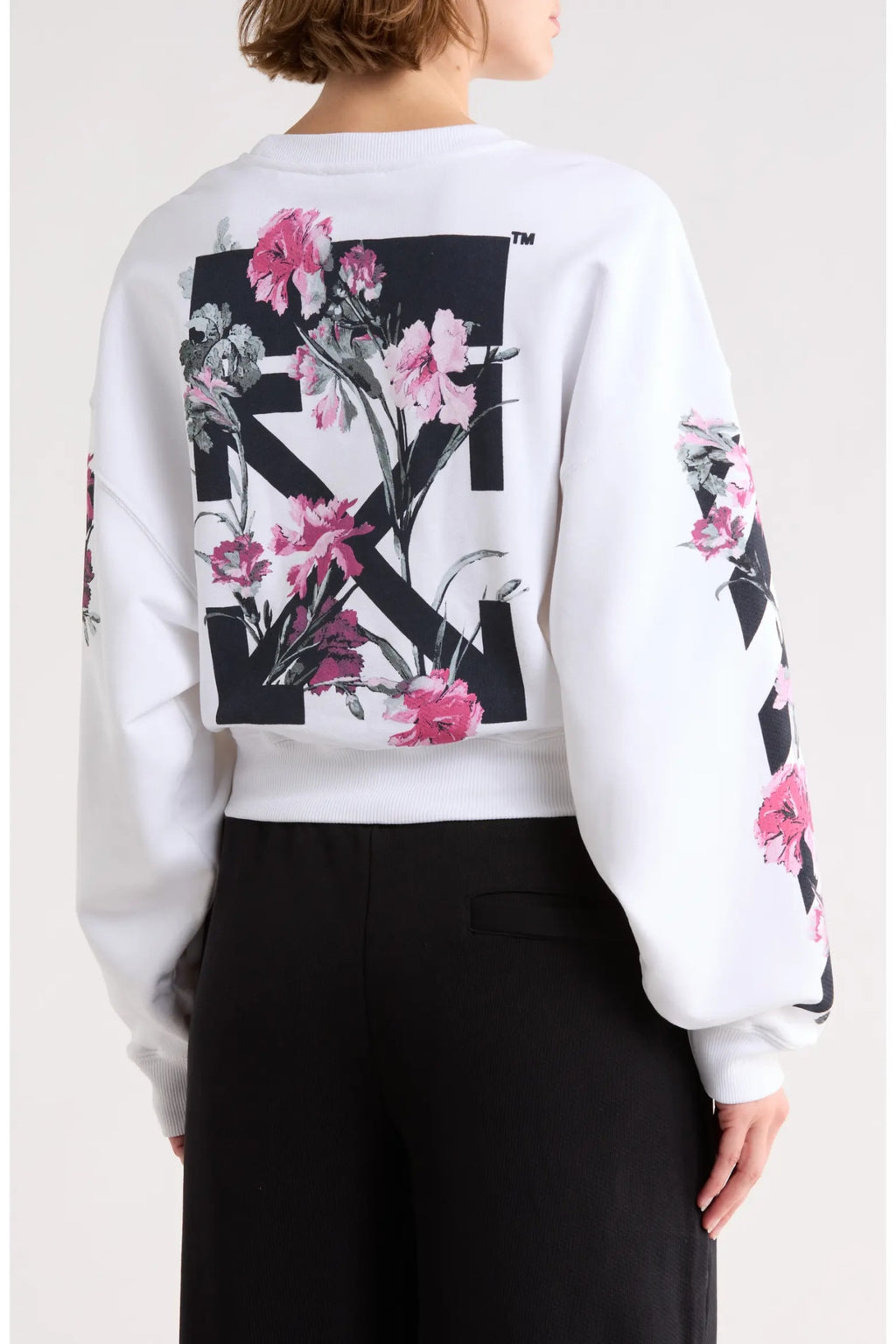 OFF WHITE FLORAL DIAGS CREWNECK WHITE