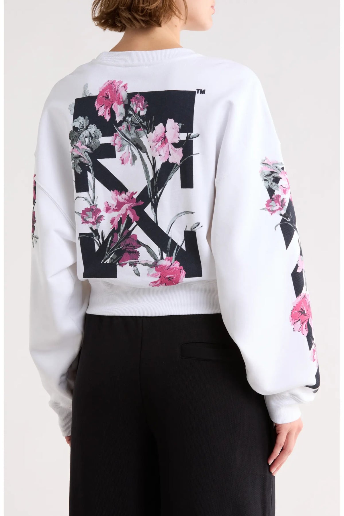 OFF WHITE FLORAL DIAGS CREWNECK WHITE
