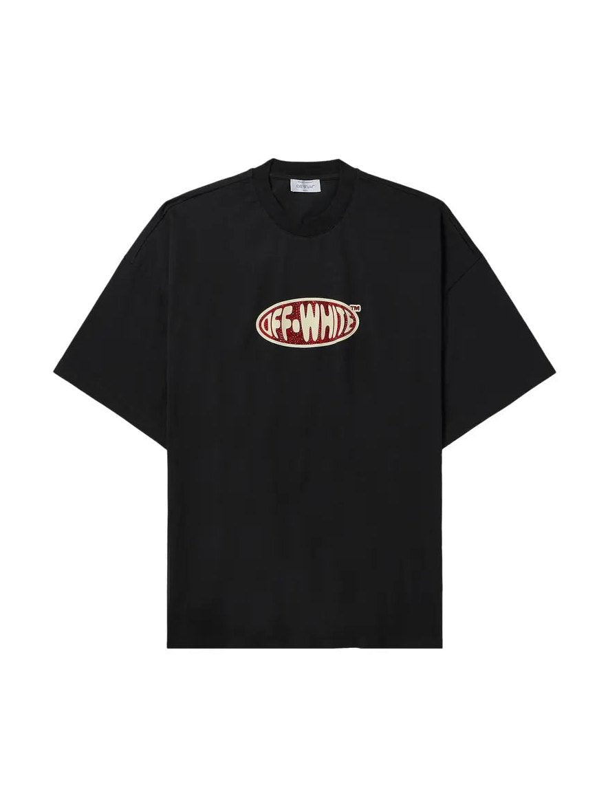 OFF-WHITE CRYSTAL ROUND LOGO OVER T-SHIRT BLACK