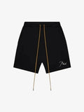 RHUDE EMBROIDERD LOGO BLACK SWEATSHORT