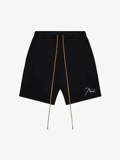 RHUDE EMBROIDERD LOGO BLACK SWEATSHORT