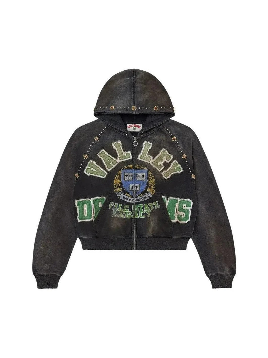 VALLEY DREAMS GEM BLACK ZIP UP HOODIE