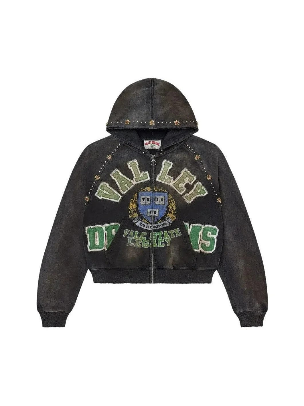 VALLEY DREAMS GEM BLACK ZIP UP HOODIE