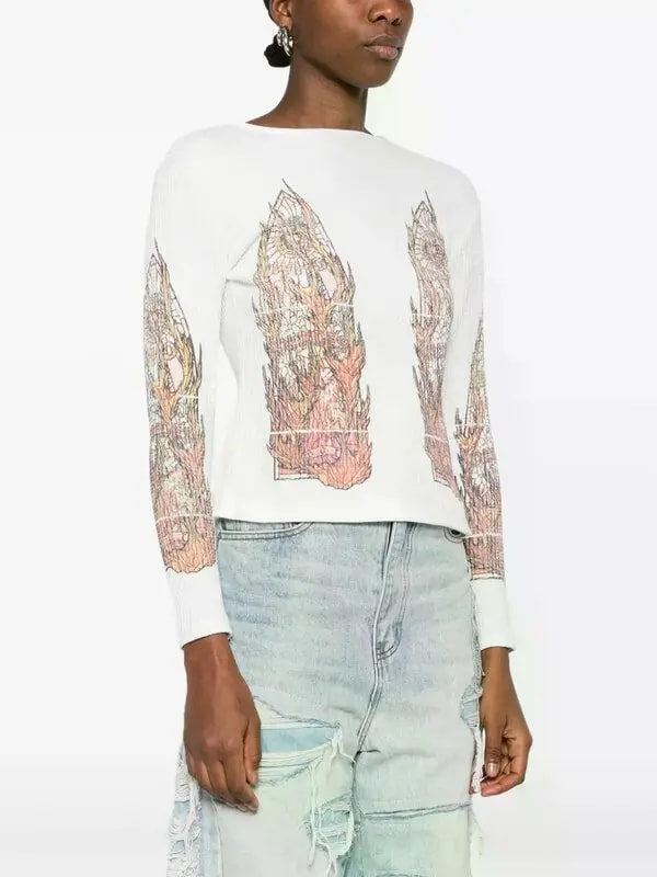 WHO DECIDES WAR FADED GLASS THERMAL LONG SLEEVE WHITE