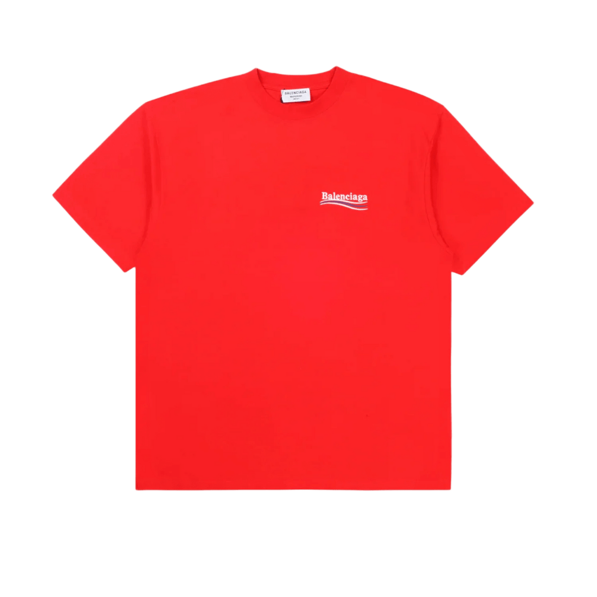 BALENCIAGA POLITICAL CAMPAIGN EMBROIDERED LOGO T-SHIRT RED
