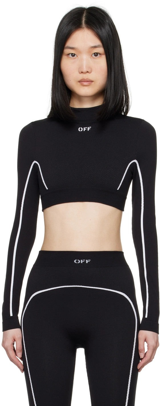 OFF-WHITE BLACK OFF STAMP SEAMLESS CROP TOP