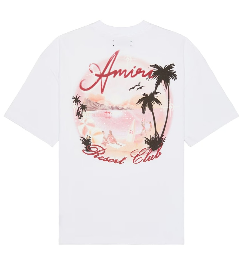 AMIRI AIRBRUSH RHINESTONES RESORT CLUB T-SHIRT WHITE