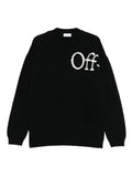 OFF WHITE BLACK 'OW' SHARED LOGO KNIT CREWNECK SWEATER