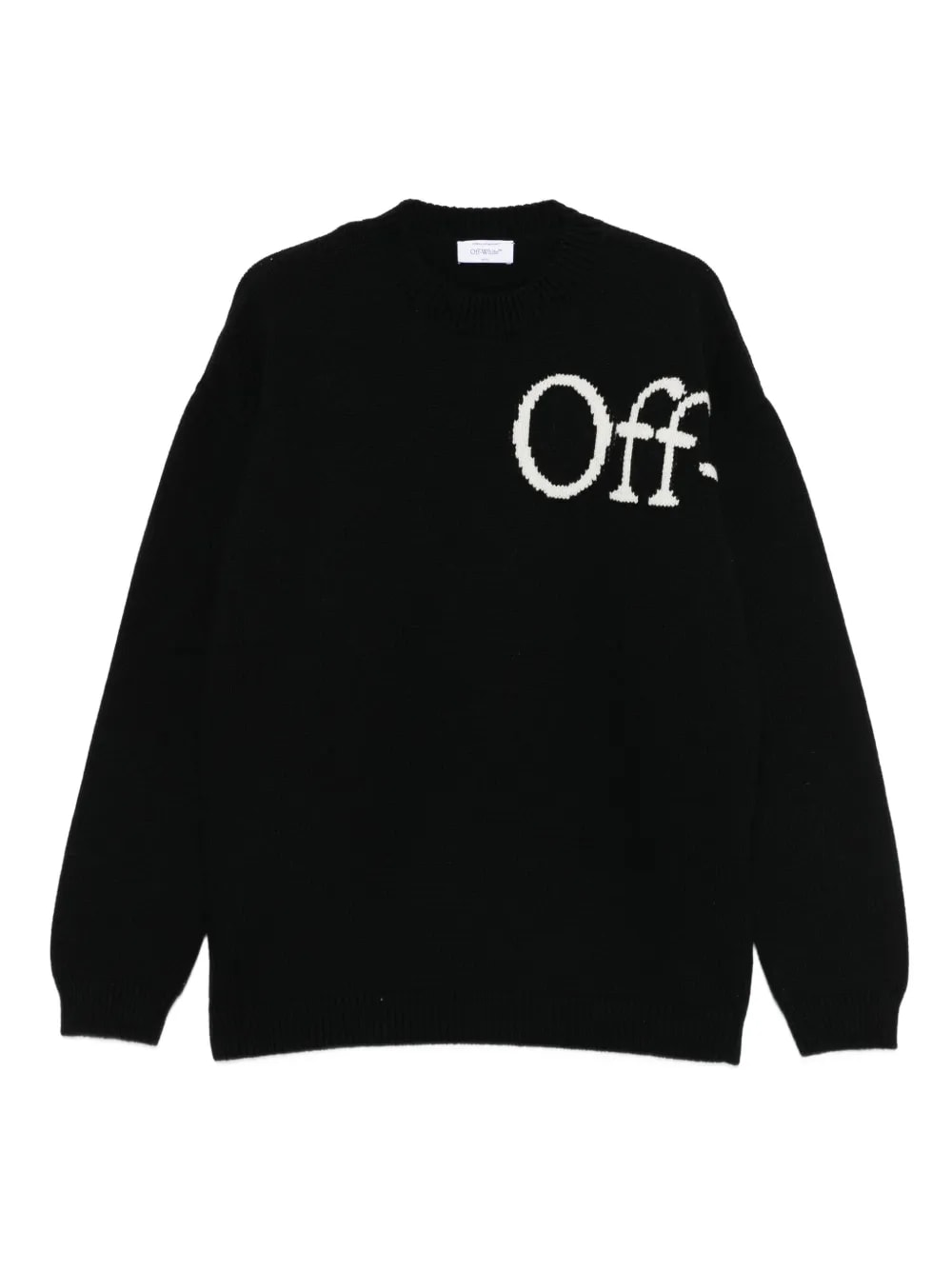 OFF WHITE BLACK 'OW' SHARED LOGO KNIT CREWNECK SWEATER