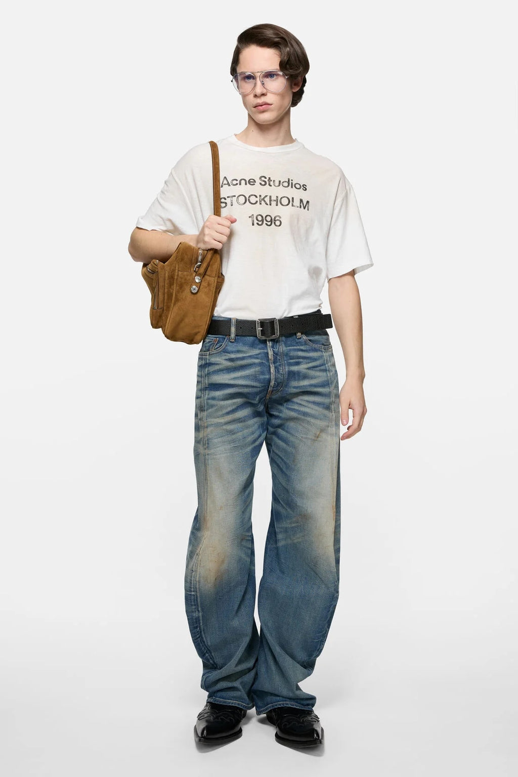 ACNE STUDIOS DUSTY WHITE SPRAYED 1996 LOGO T-SHIRT