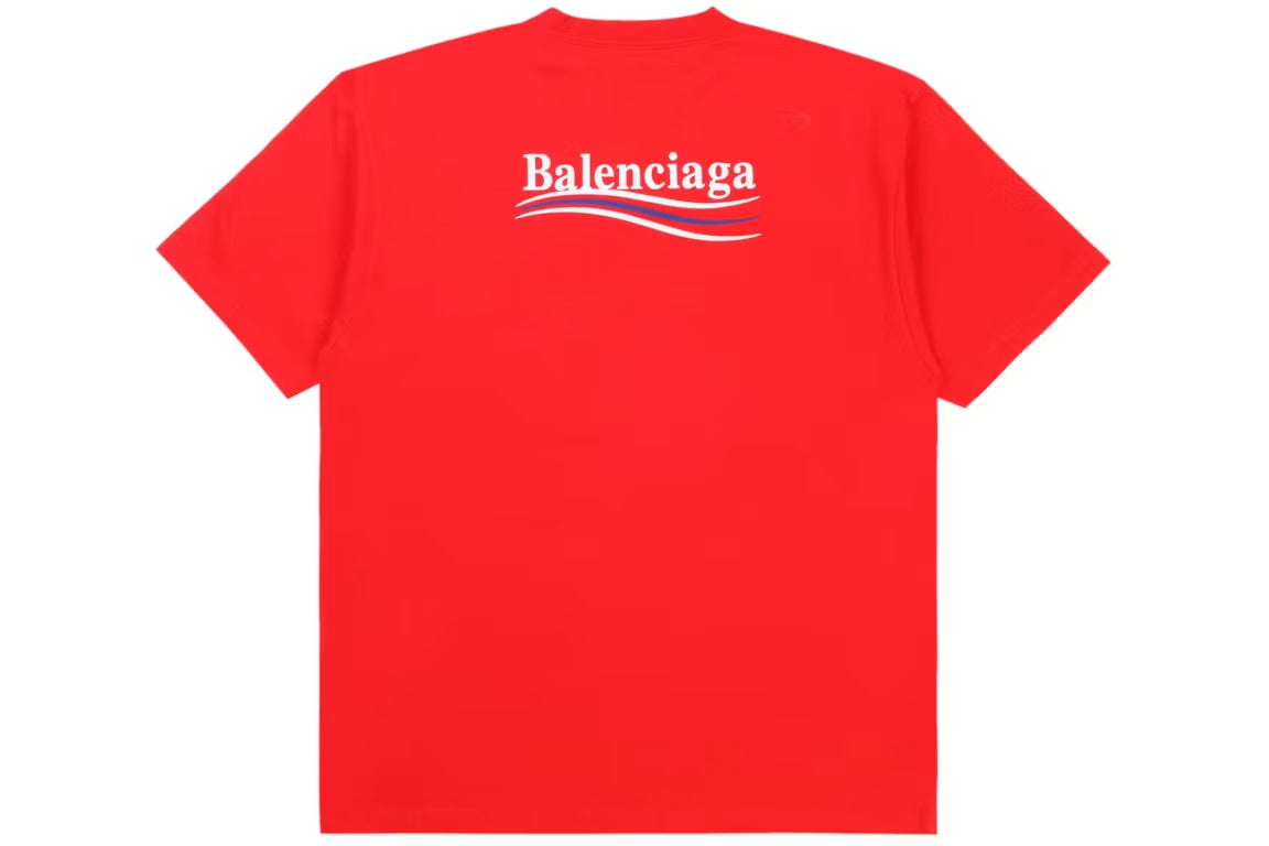 BALENCIAGA POLITICAL CAMPAIGN EMBROIDERED LOGO T-SHIRT RED