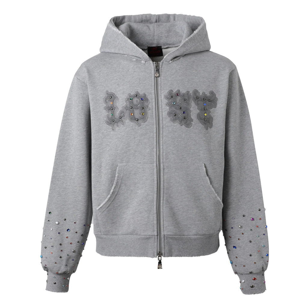 LOST INTRICACY GEMS PATCH ASH GREY ZIP UP