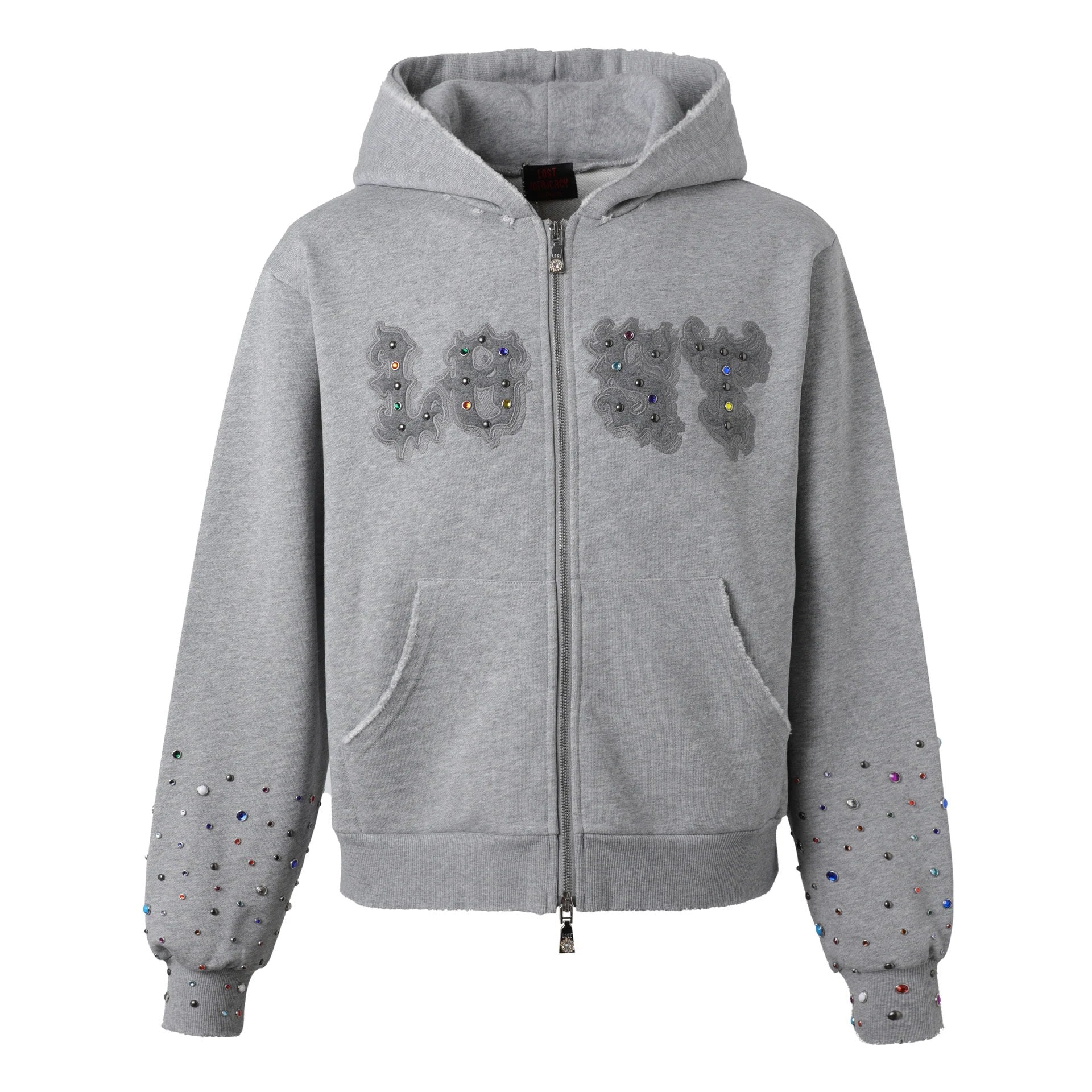 LOST INTRICACY GEMS PATCH ASH GREY ZIP UP