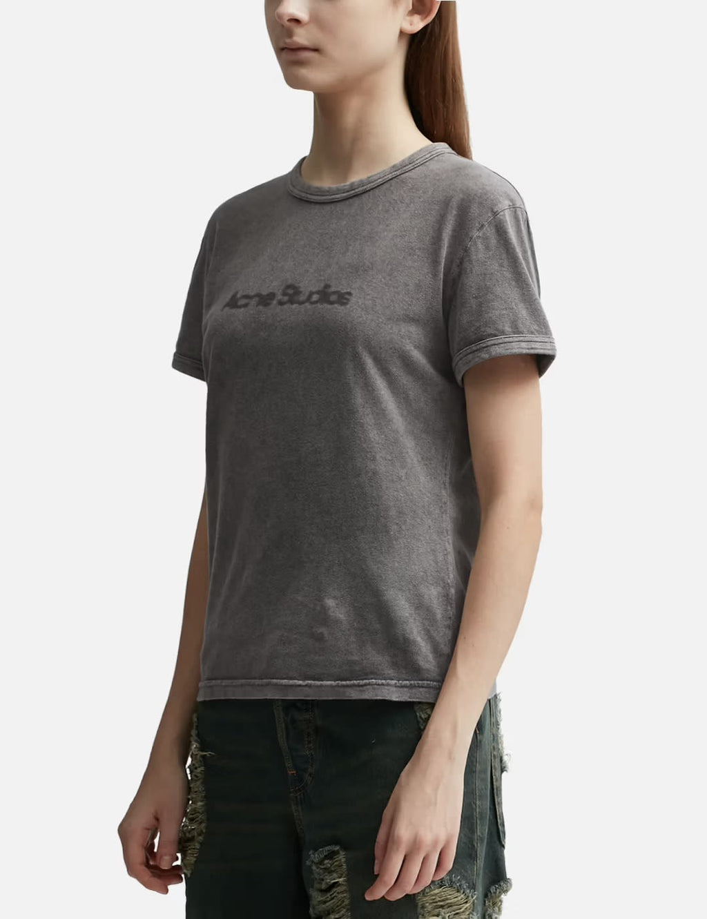 ACNE STUDIOS BLURRED LOGO GREY T-SHIRT