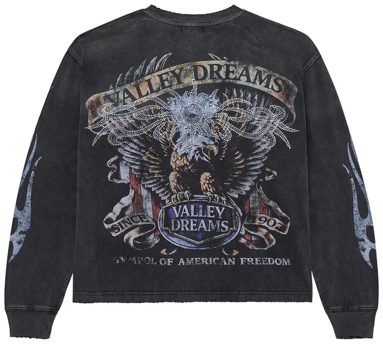 VALLEY BLING LONG SLEEVE T-SHIRT WASHED BLACK
