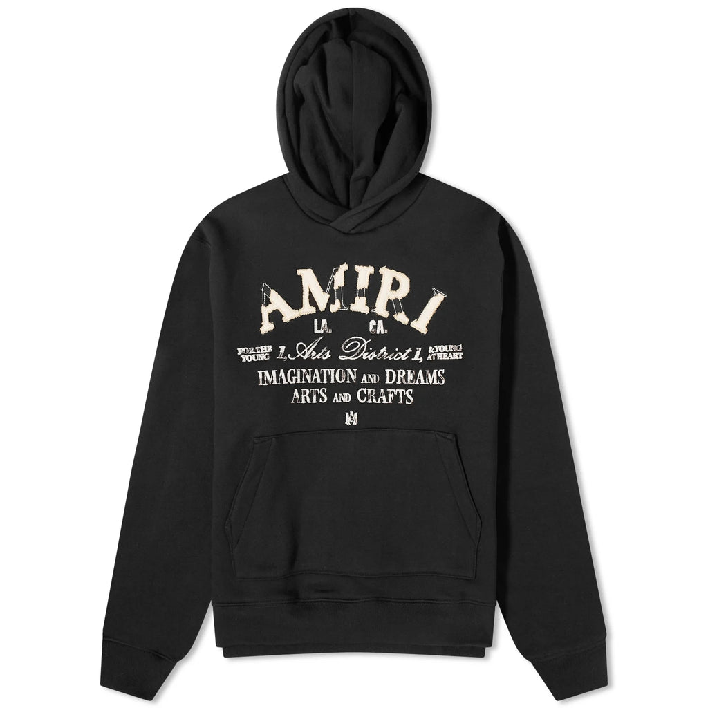 AMIRI ART DISTRICT HOODIE BLACK DISTRESSED