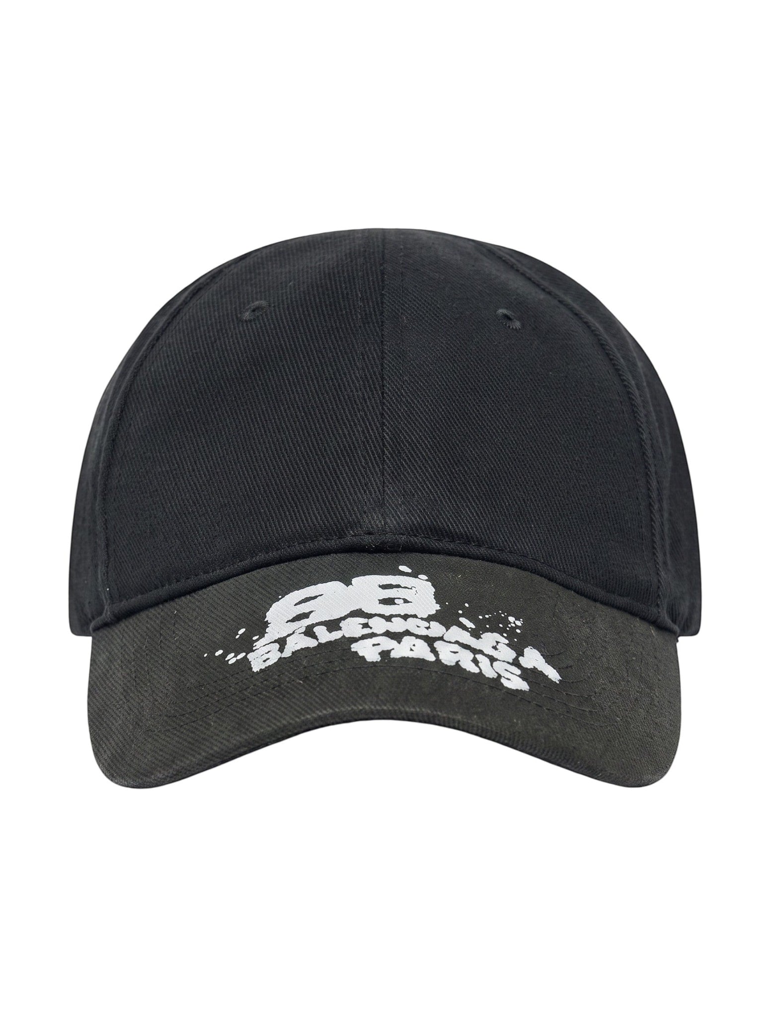 BALENCIAGA HAND DRAWN BB ICON VELCRO TAB HAT BLACK