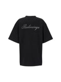 BALENCIAGA HANDWRITTEN RHINESTONE BACK BLACK T-SHIRT