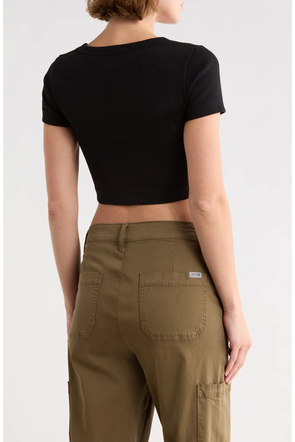 OFF WHITE RIBBED ARROW CROP T-SHIRT BLACK