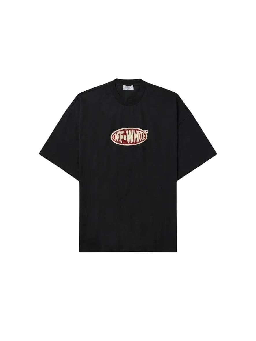 OFF-WHITE CRYSTAL ROUND LOGO OVER T-SHIRT BLACK