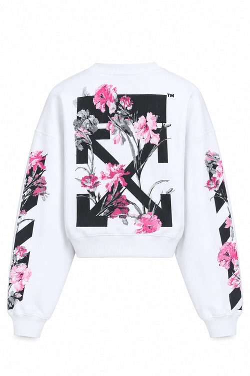 OFF WHITE FLORAL DIAGS CREWNECK WHITE
