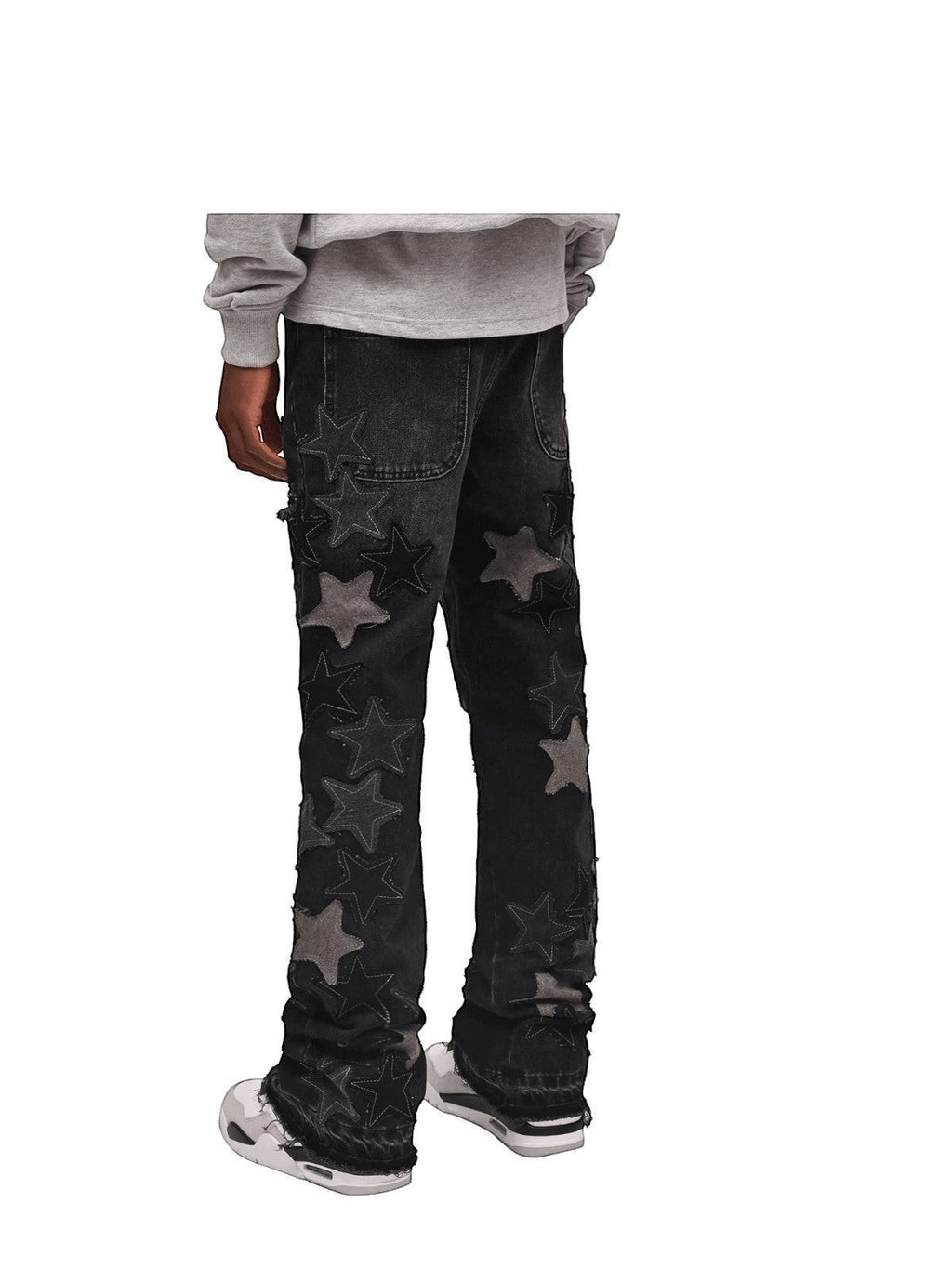 REPUTATION STARS FLARED DENIM PANTS BLACK