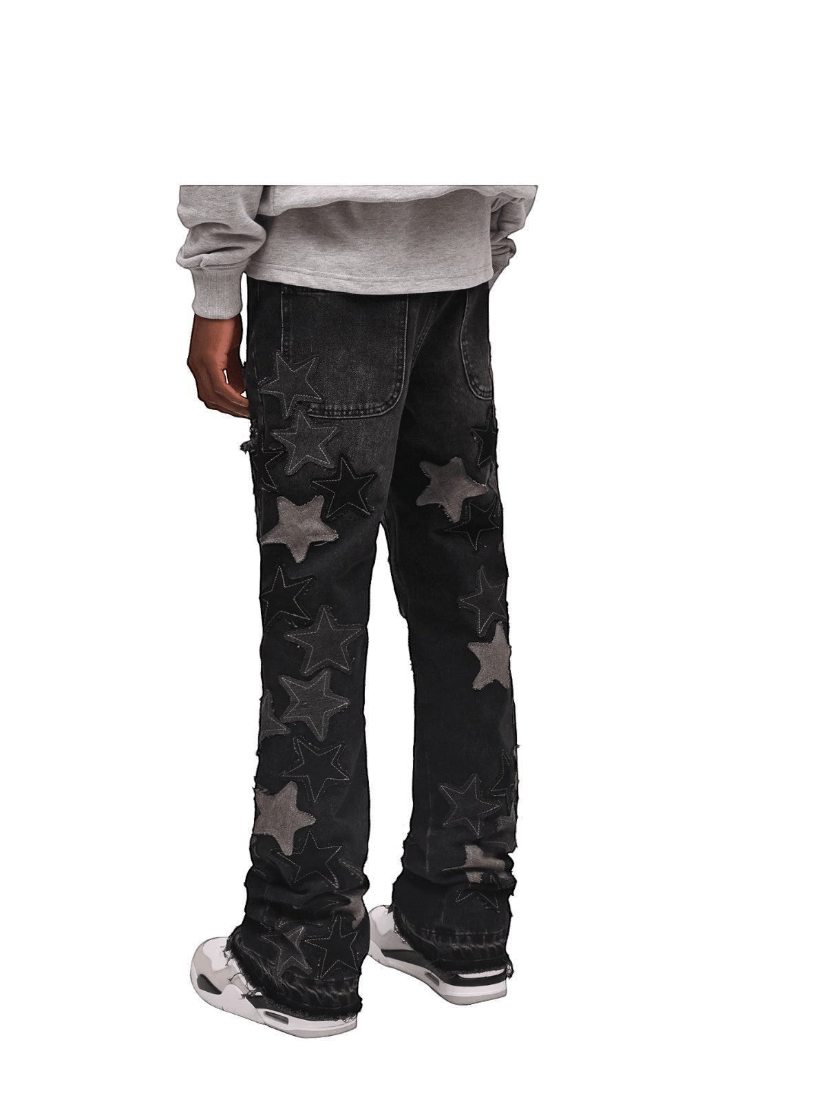 REPUTATION STARS FLARED DENIM PANTS BLACK