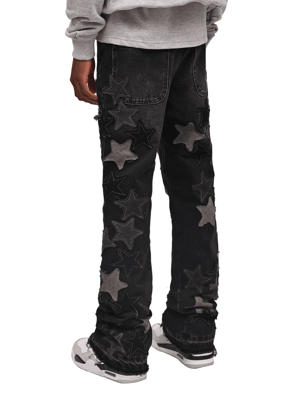 REPUTATION STARS FLARED DENIM PANTS BLACK