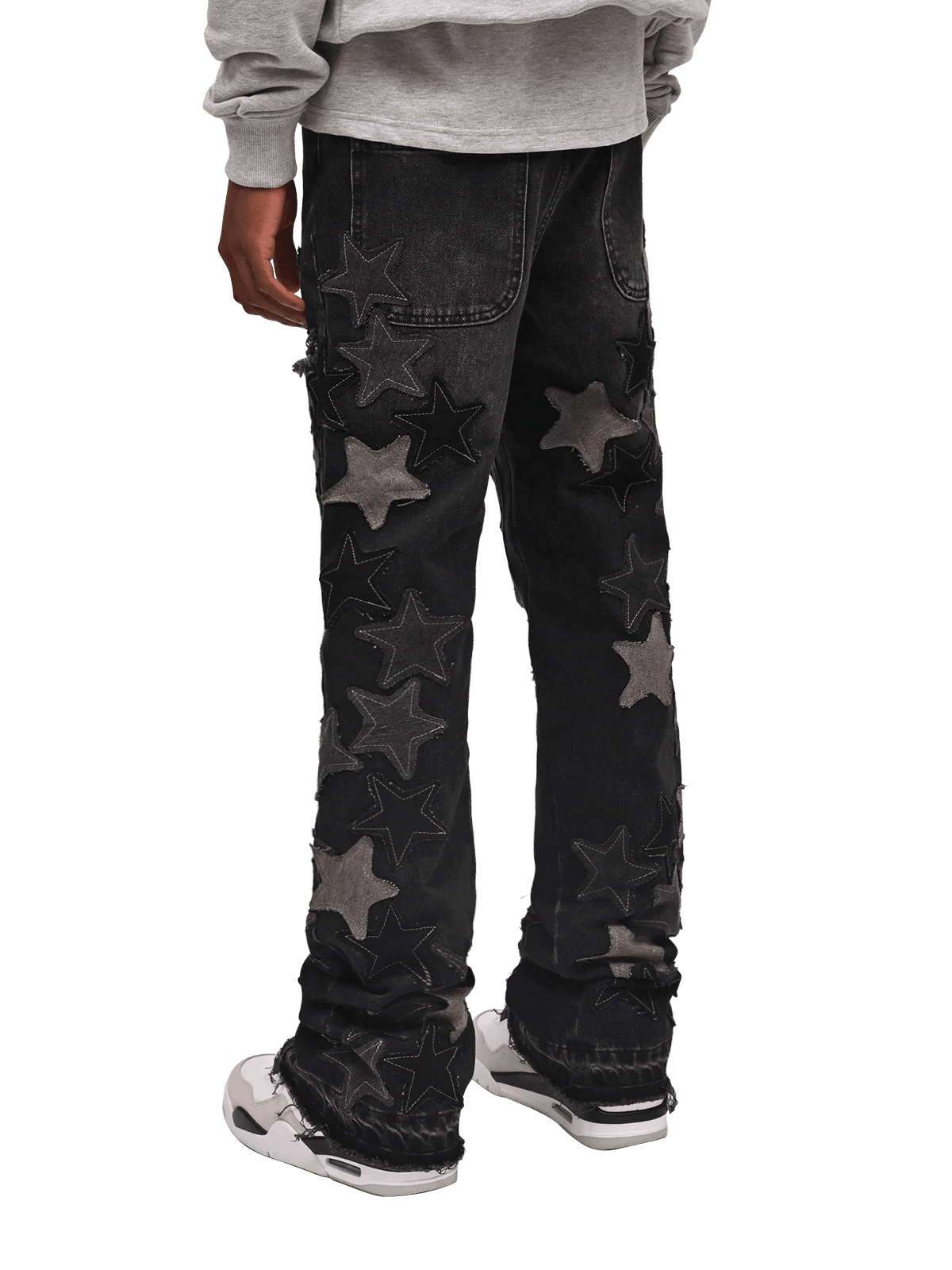 REPUTATION STARS FLARED DENIM PANTS BLACK