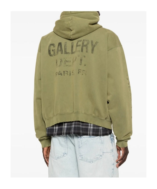 GALLERY DEPT. GREEN ZIP HOODED SWEATSHIRT