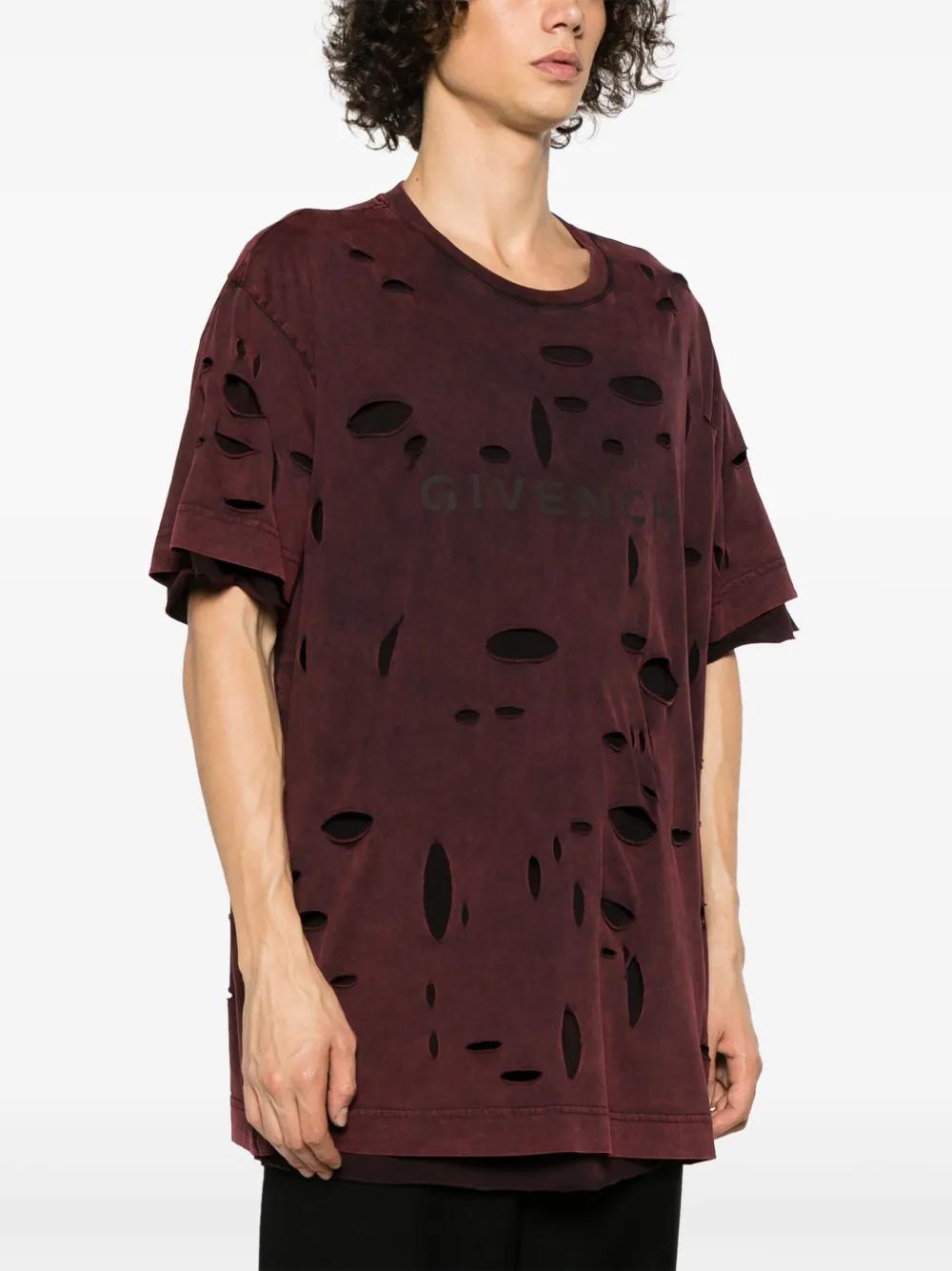 GIVENCHY CUTTED OUT LOGO WINE T SHIRT