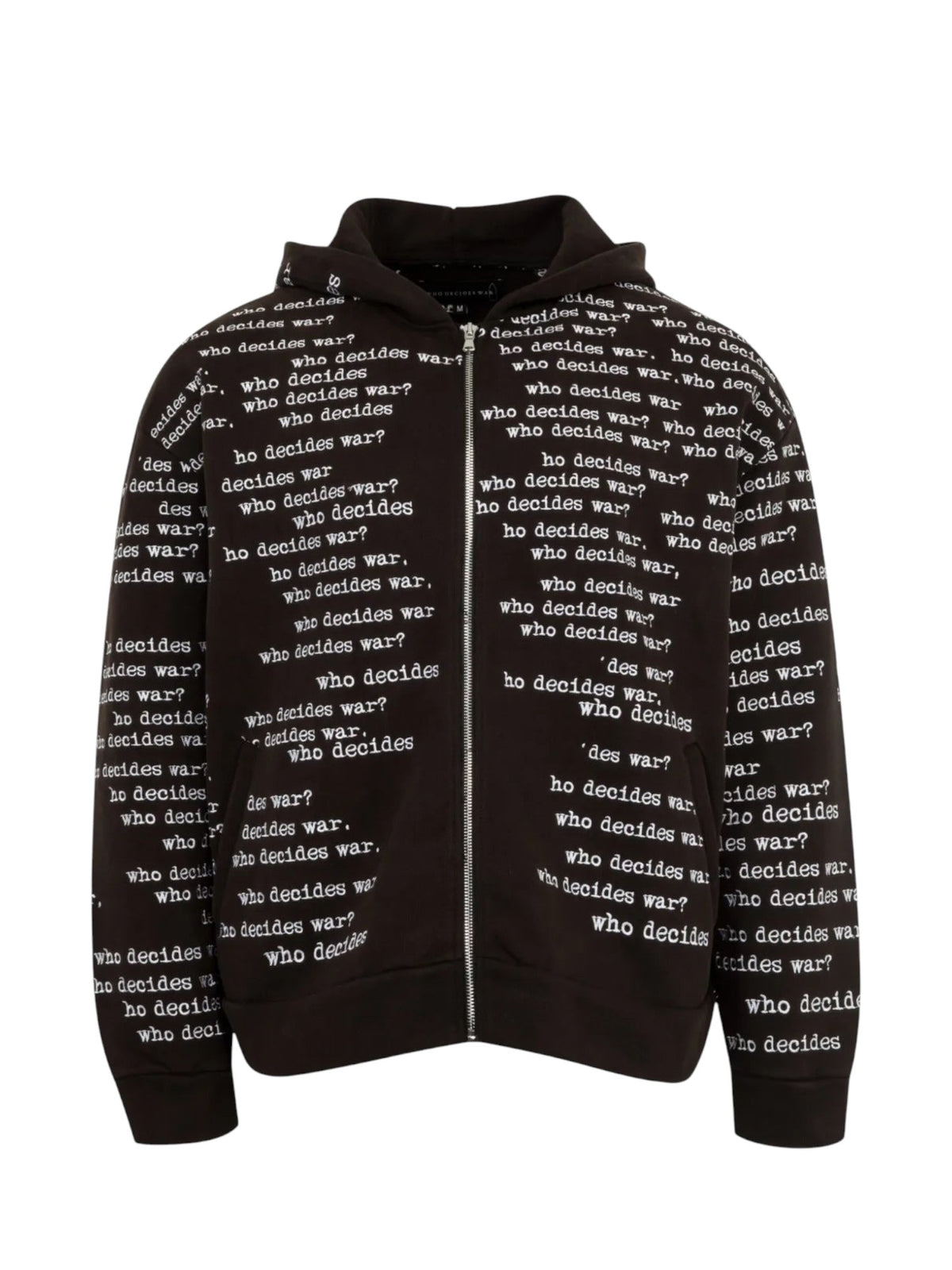 WHO DECIDES WAR SCRIPTURE ZIP UP HOODIE BLACK