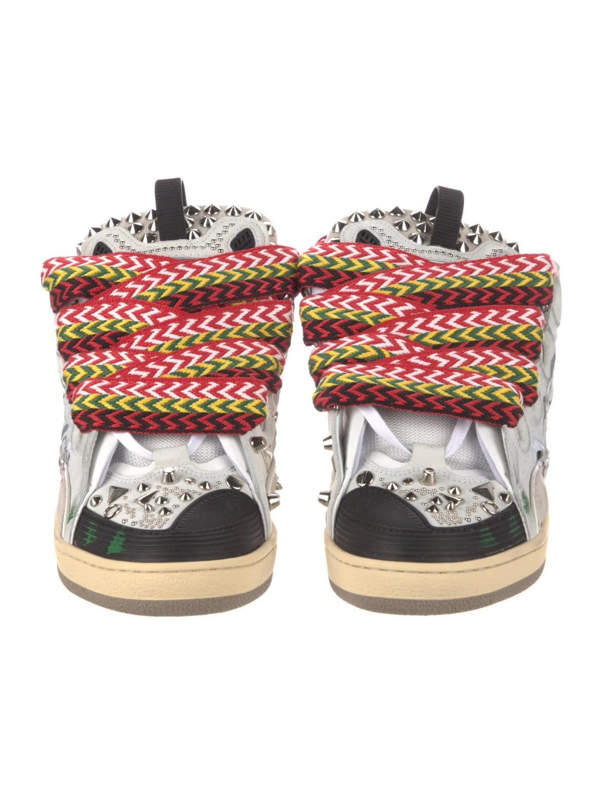 LANVIN CURB MULTICOLOR LACE SNEAKERS GREY GRAFFITI