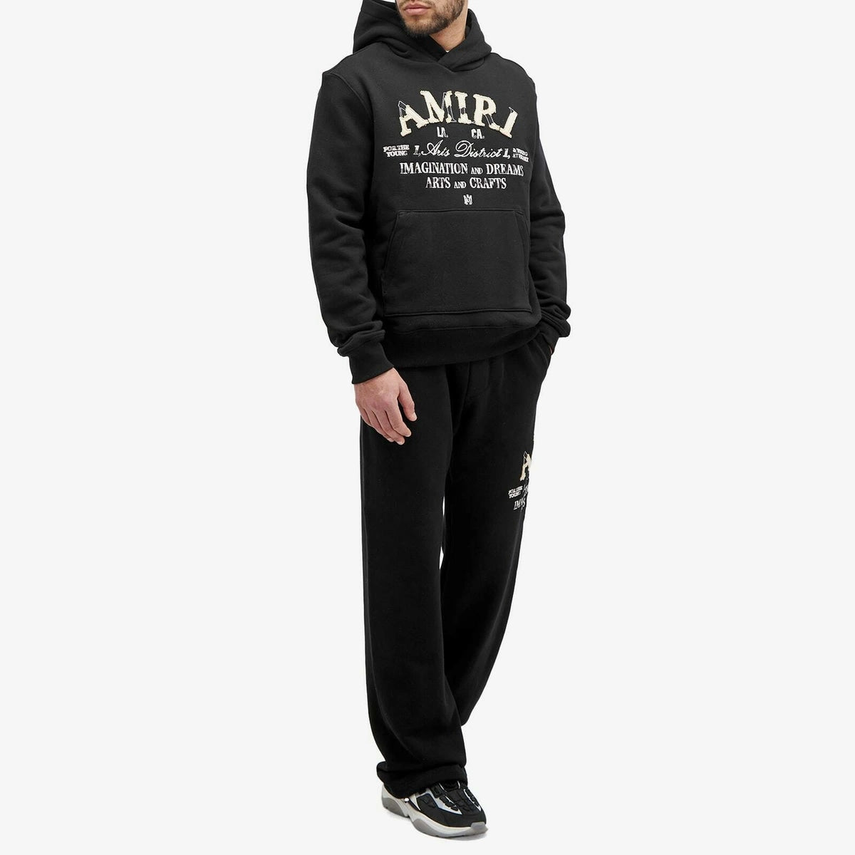 AMIRI ART DISTRICT HOODIE BLACK DISTRESSED