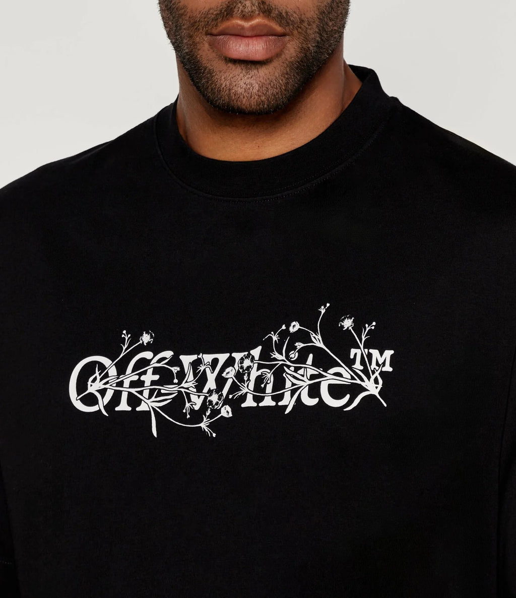 OFF WHITE BOOKISH FLORAL T-SHIRT BLACK