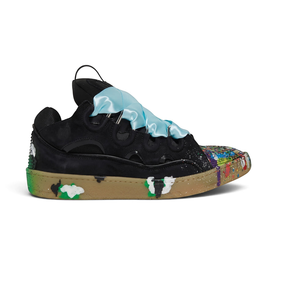 LANVIN X GALLERY DEPT. CURB SNEAKERS PAINT DRIP BLACK