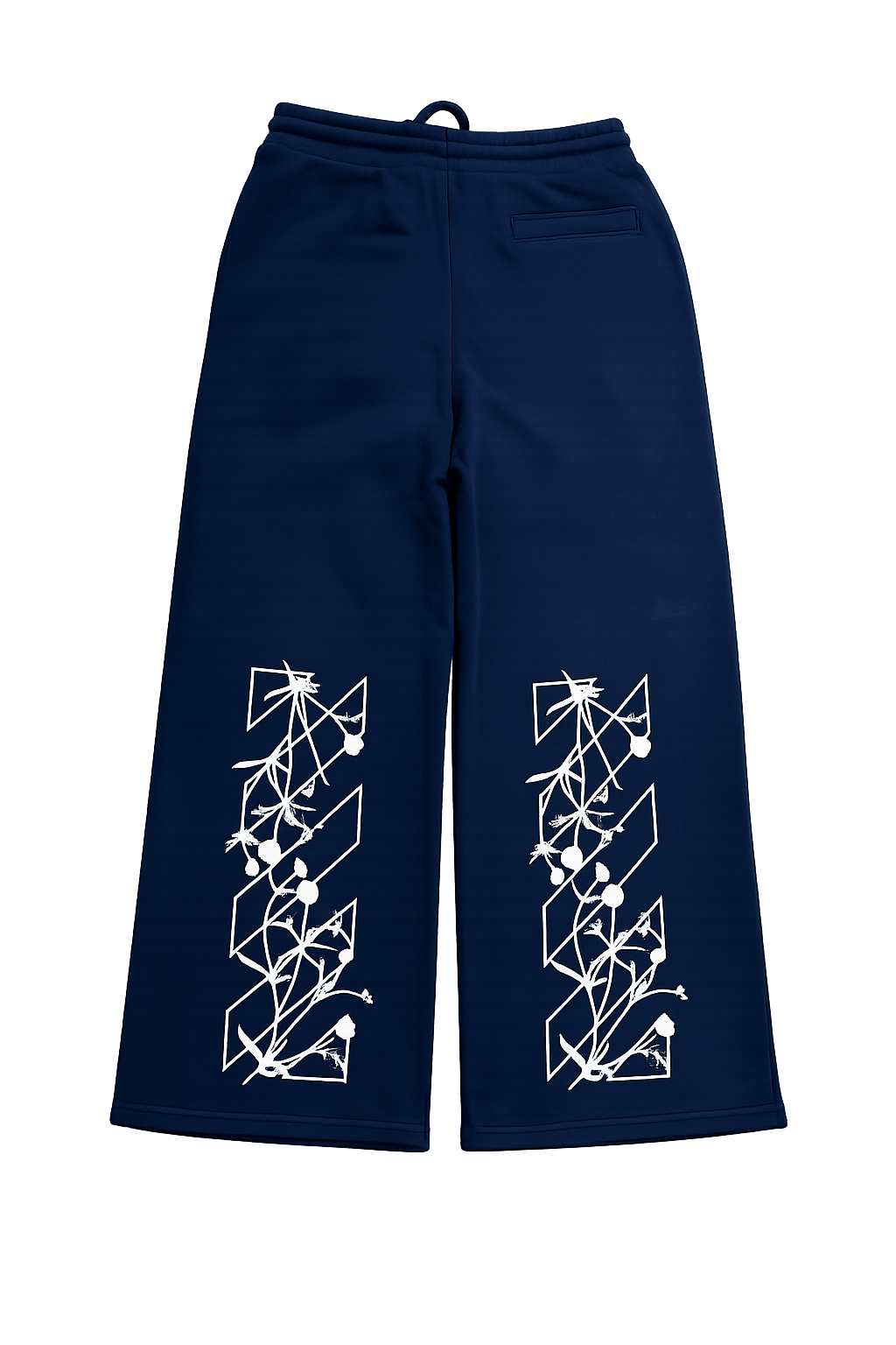 OFF WHITE WIDE LEG SWEATPANTS INDIGO DIAGS FLOWERS