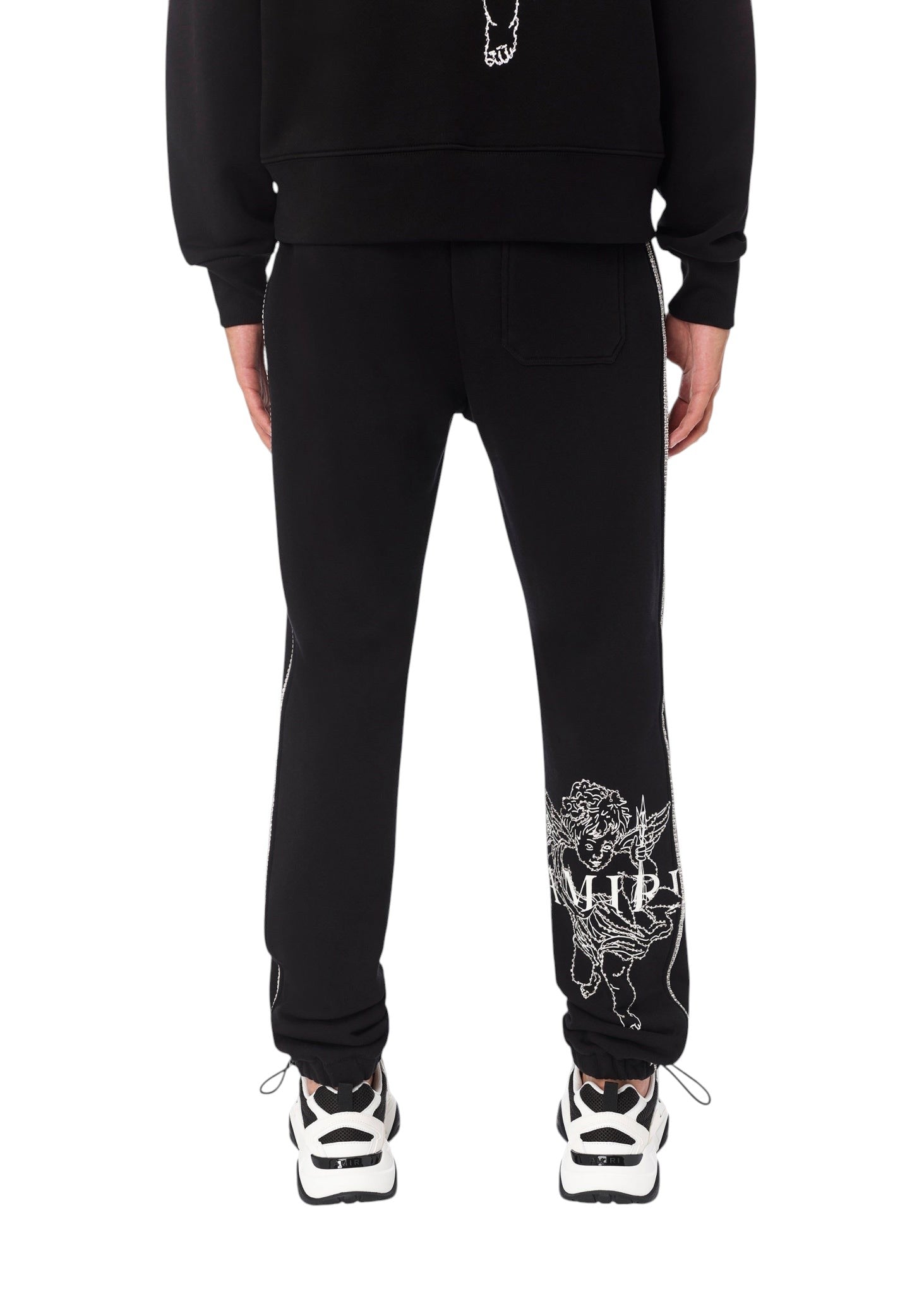 AMIRI CHERUB LOGO CRYSTAL SWEATPANTS BLACK