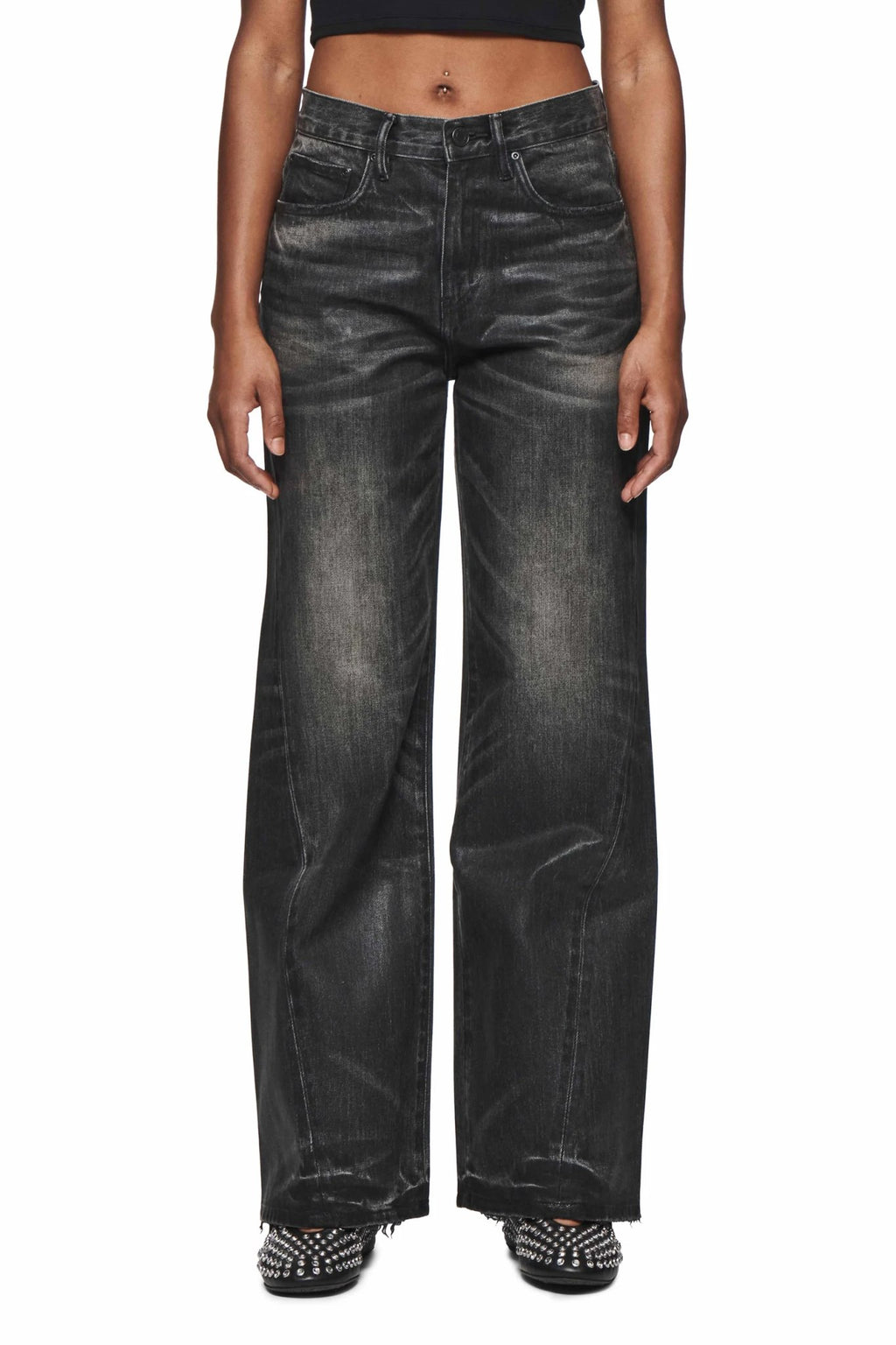 PURPLE BRAND TWISTED BAGGY JEANS BLACK