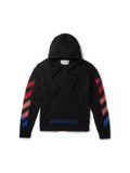 OFF-WHITE PRINTED BRUSHED MOHAIR-BLEND ZIP UP HOODIE BLACK