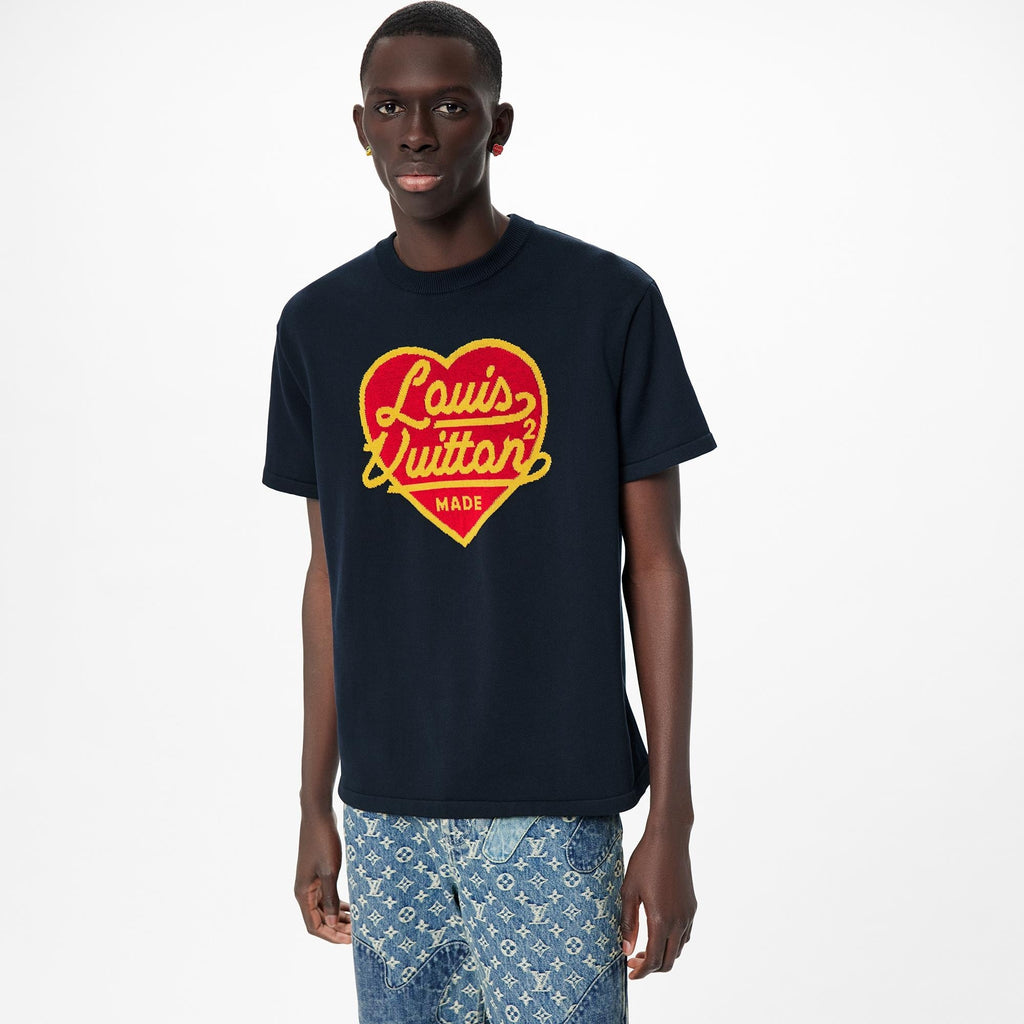 LOUIS VUITTON X NIGO INTARSIA JACQUARD BLUE T-SHIRT