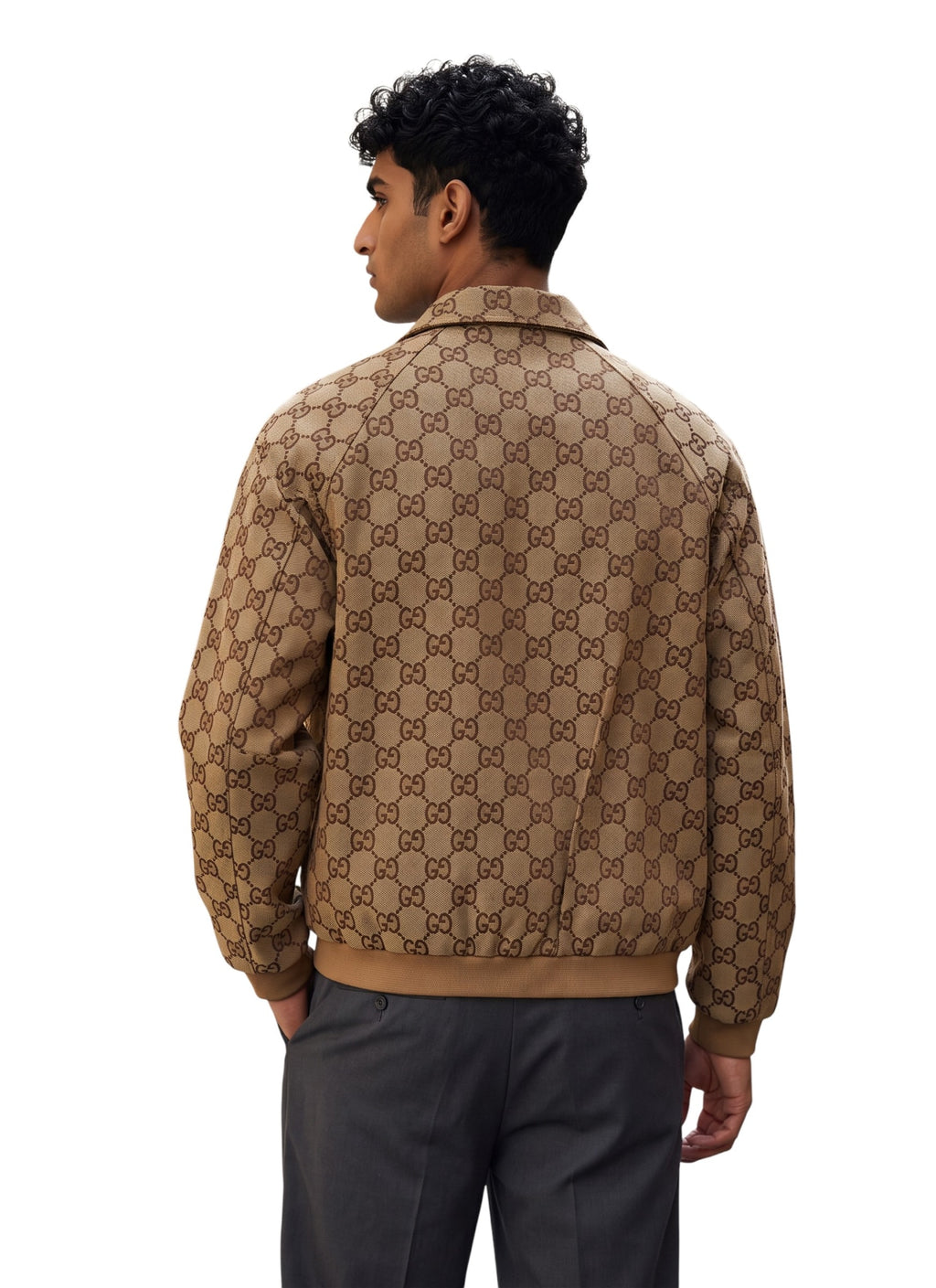 GUCCI GG MONOGRAM LOGO BROWN STRIPED JACKET
